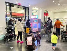 Vending machine operating in a high-traffic public space