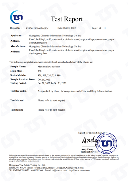 FDA certificate
