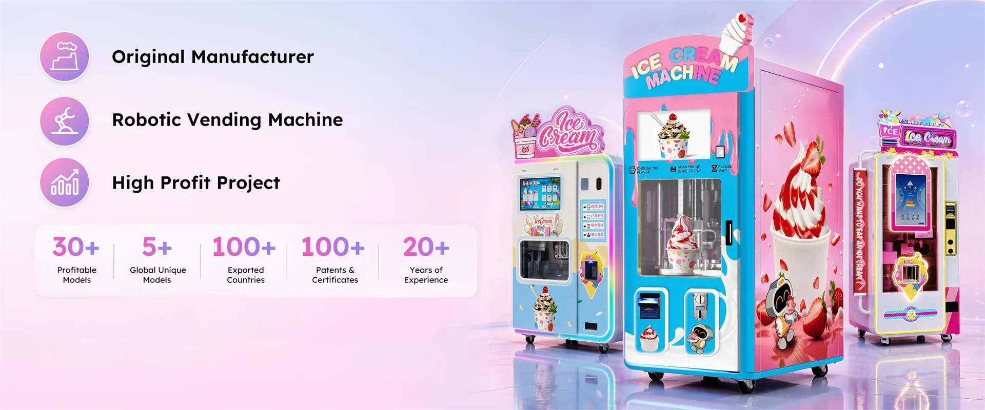 Original manufacturer of robotic ice cream vending machines
