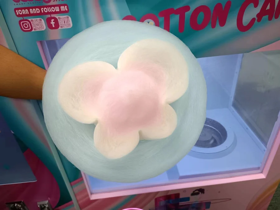 White and pink flower-shaped cotton candy