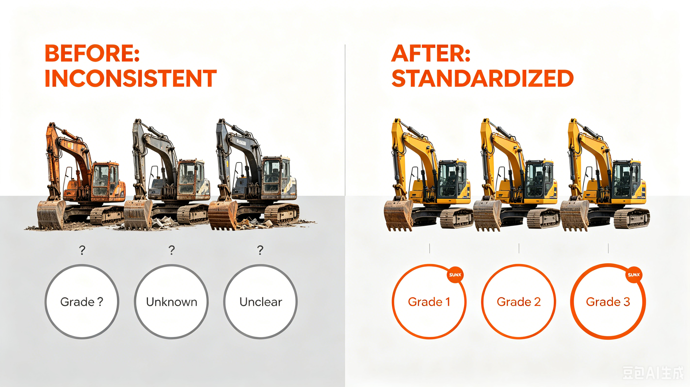 Unregulated machinery grades compared with a certified three-grade system