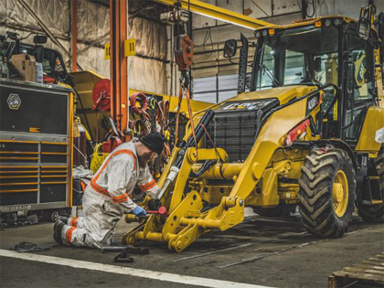 Heavy equipment being repaired